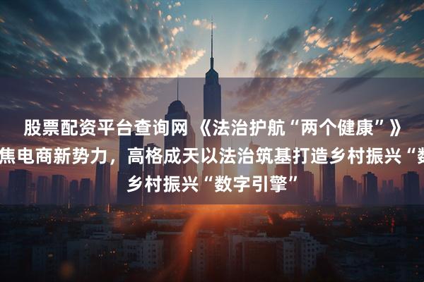 股票配资平台查询网 《法治护航“两个健康”》纪录片聚焦电商新势力，高格成天以法治筑基打造乡村振兴“数字引擎”