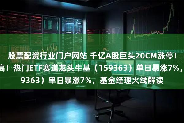 股票配资行业门户网站 千亿A股巨头20CM涨停！英伟达再创历史新高！热门ETF赛道龙头牛基（159363）单日暴涨7%，基金经理火线解读